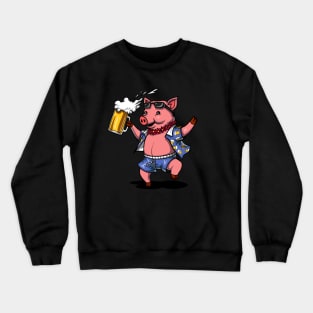 Pig Wine Drinking Lover Funny Farm Pork Crewneck Sweatshirt